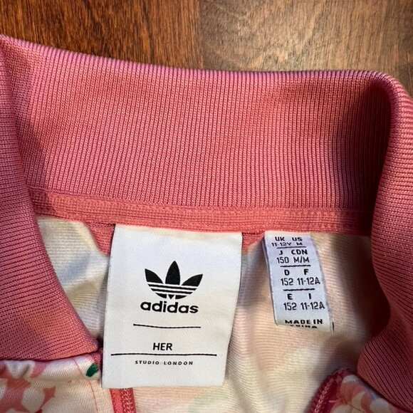 Adidas HER Studio London Track Jacket Pink Green Floral Full-Zip Youth Medium - Picture 4 of 4